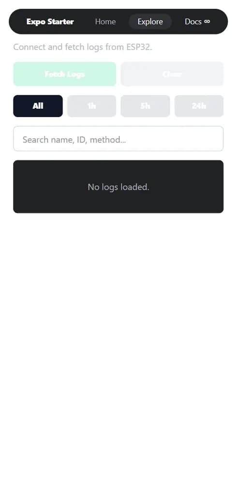 Access Guard companion app logs screen with no records loaded